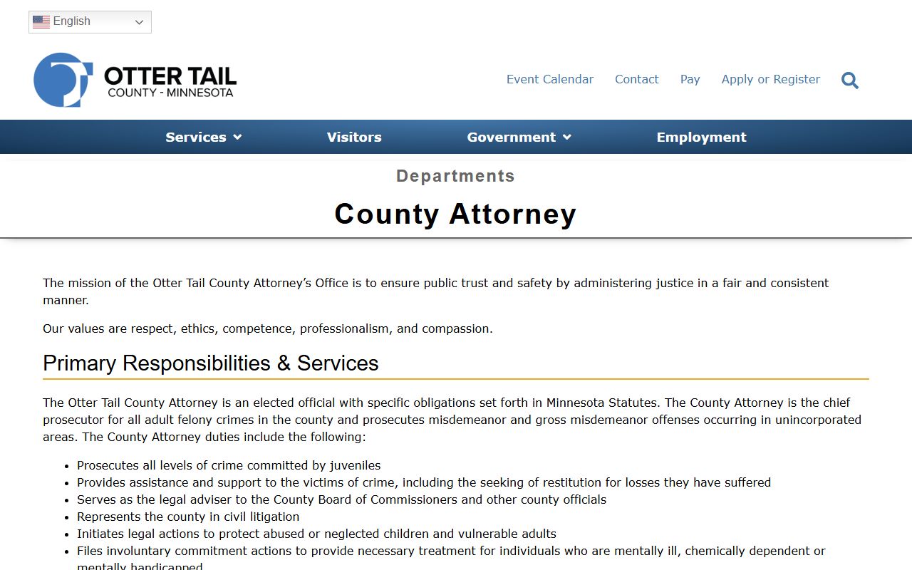 Otter Tail County Attorney official department page